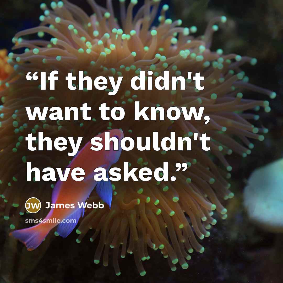 “If they didn't want to know, they shouldn't have asked.” quote by James Webb