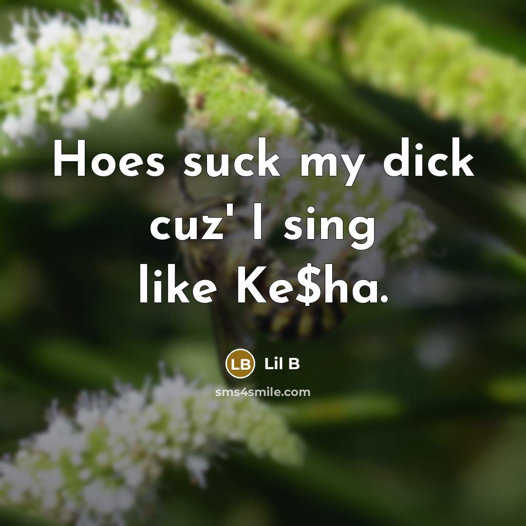 “Hoes suck my dick cuz' I sing like Ke$ha.” quote by Lil B