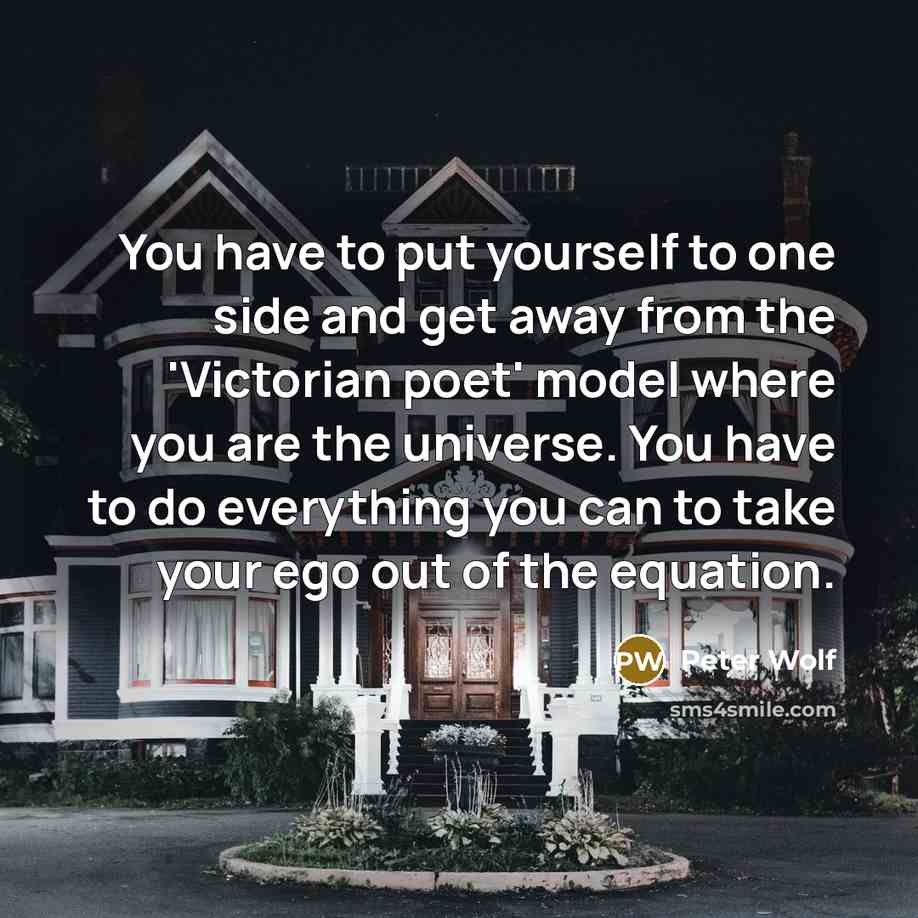 “You have to put yourself to one side and get…” quote by Peter Wolf