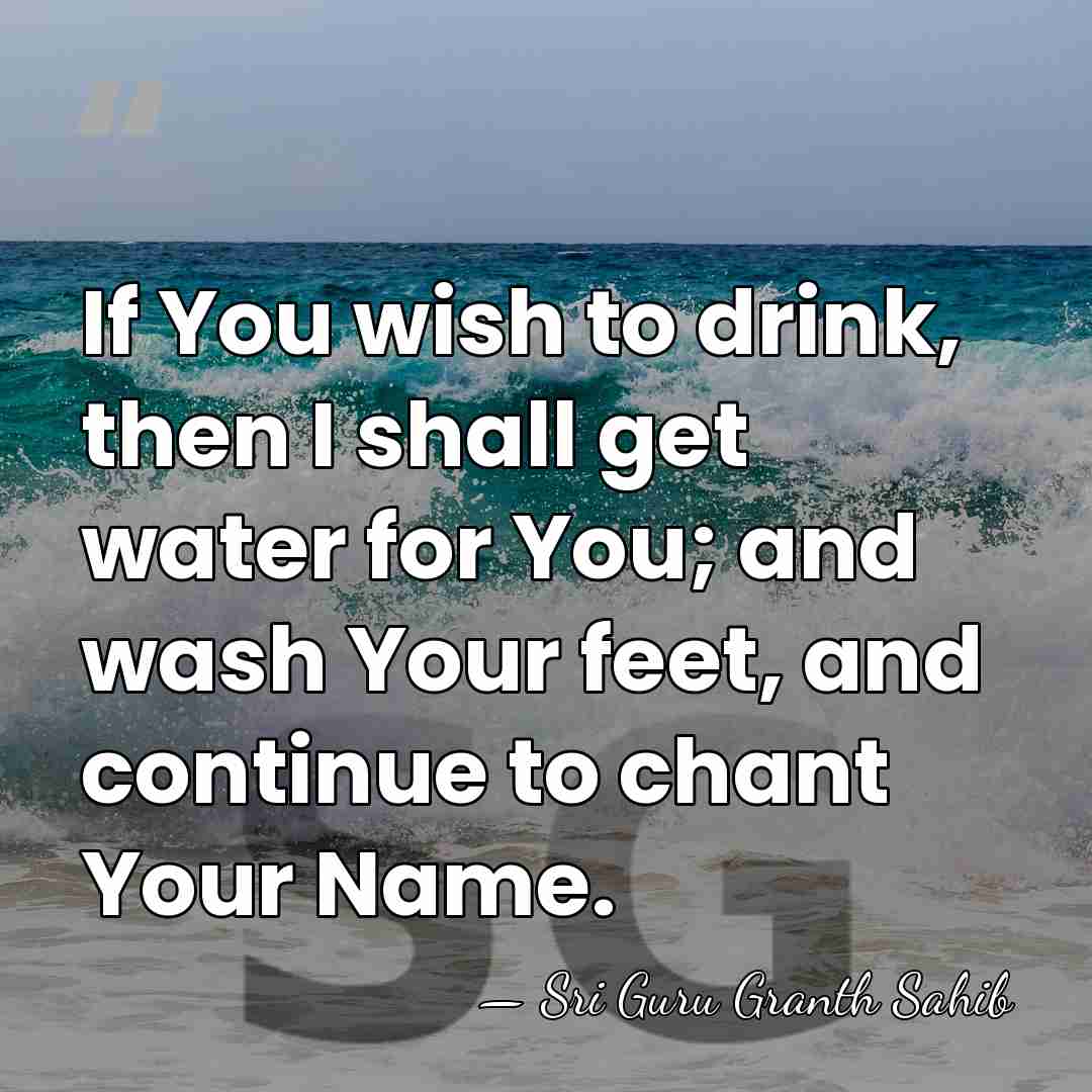 If You wish to drink, then I shall get water for You;&hellip; - Sri Guru Granth Sahib