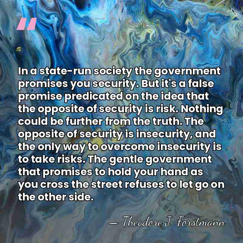 In a state-run society the government promises you security. But it's a&hellip; - Theodore J. Forstmann