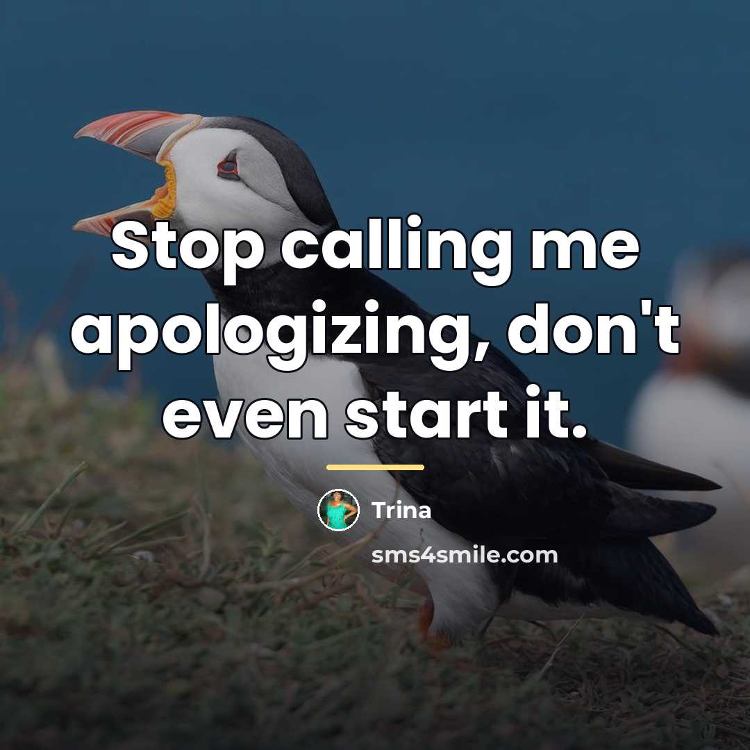 “Stop calling me apologizing, don't even start it.…” quote by Trina