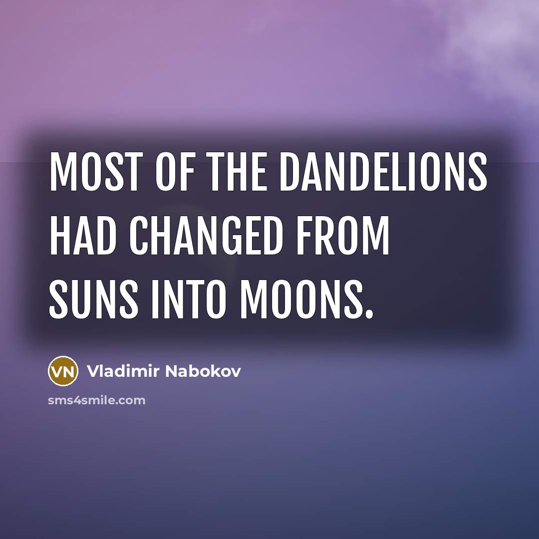 “Most of the dandelions had changed from suns into moons.…” quote by Vladimir Nabokov
