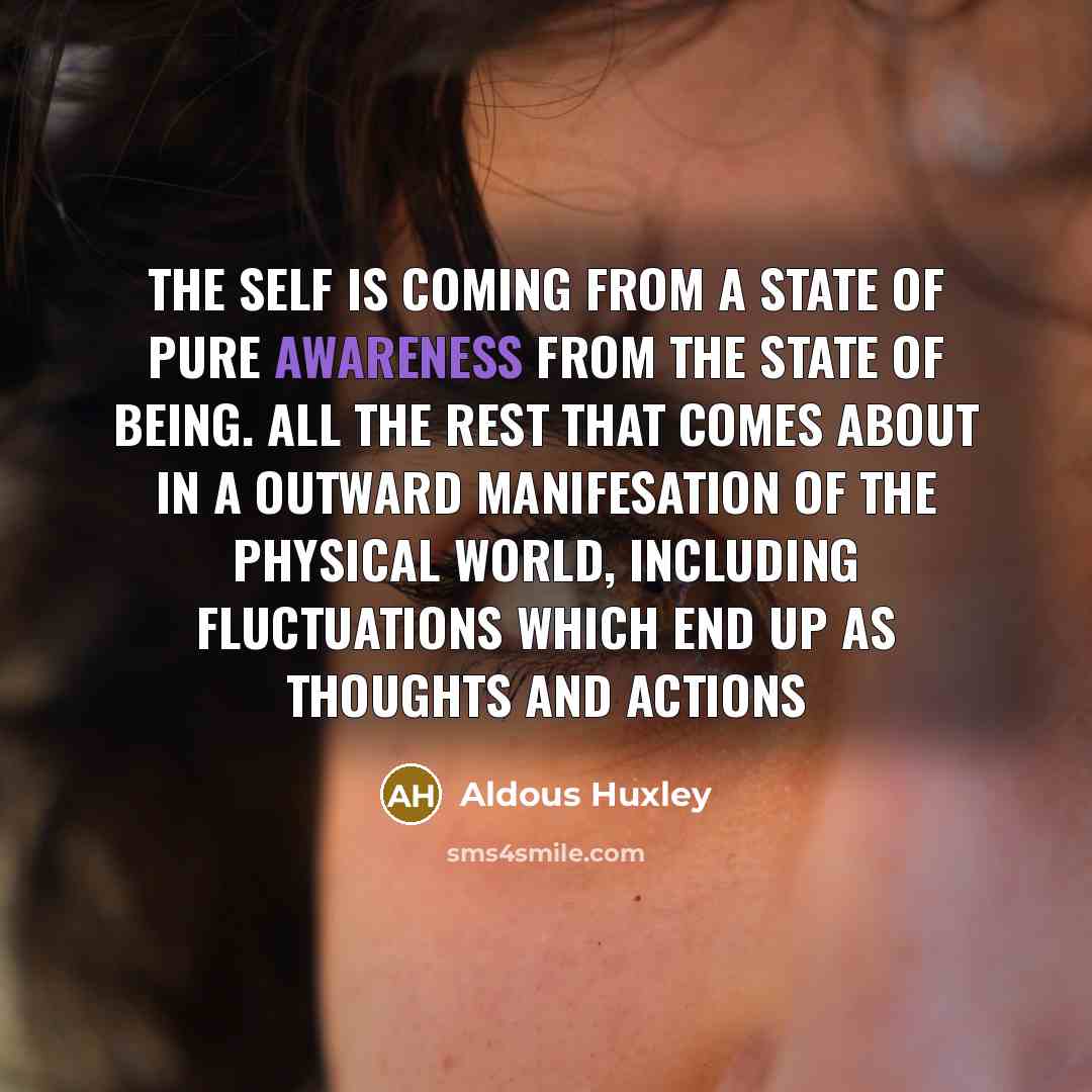 “The self is coming from a state of pure awareness…” quote by Aldous Huxley