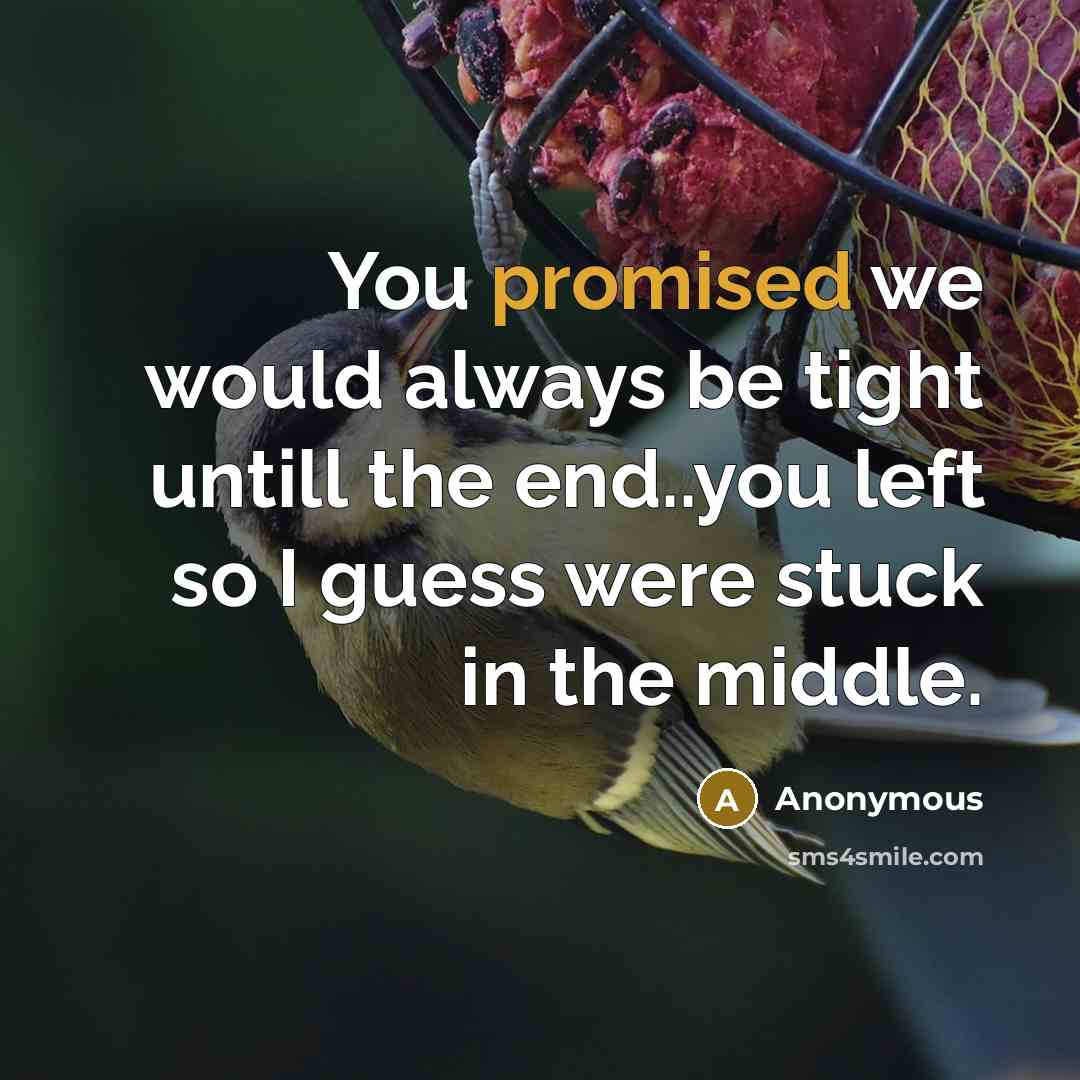 “You promised we would always be tight untill the end..you left so I guess were stuck in the middle.” quote by Anonymous