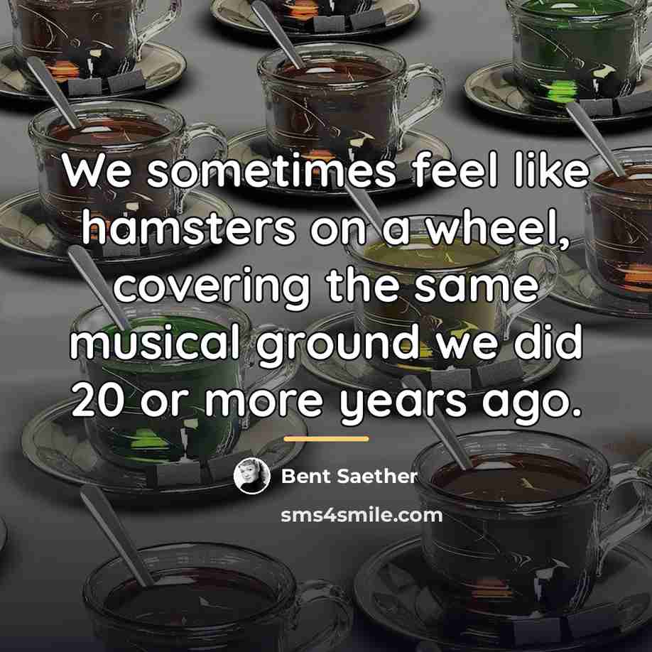“We sometimes feel like hamsters on a wheel, covering the…” quote by Bent Saether
