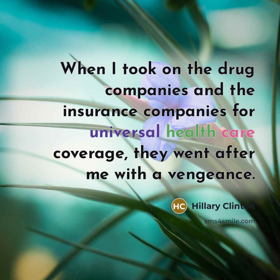 “When I took on the drug companies and the insurance…” quote by Hillary Clinton