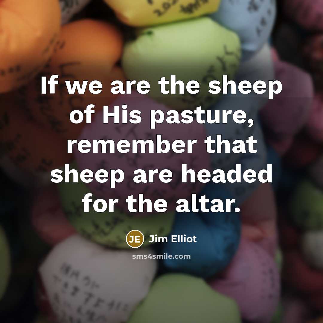 “If we are the sheep of His pasture, remember that…” quote by Jim Elliot