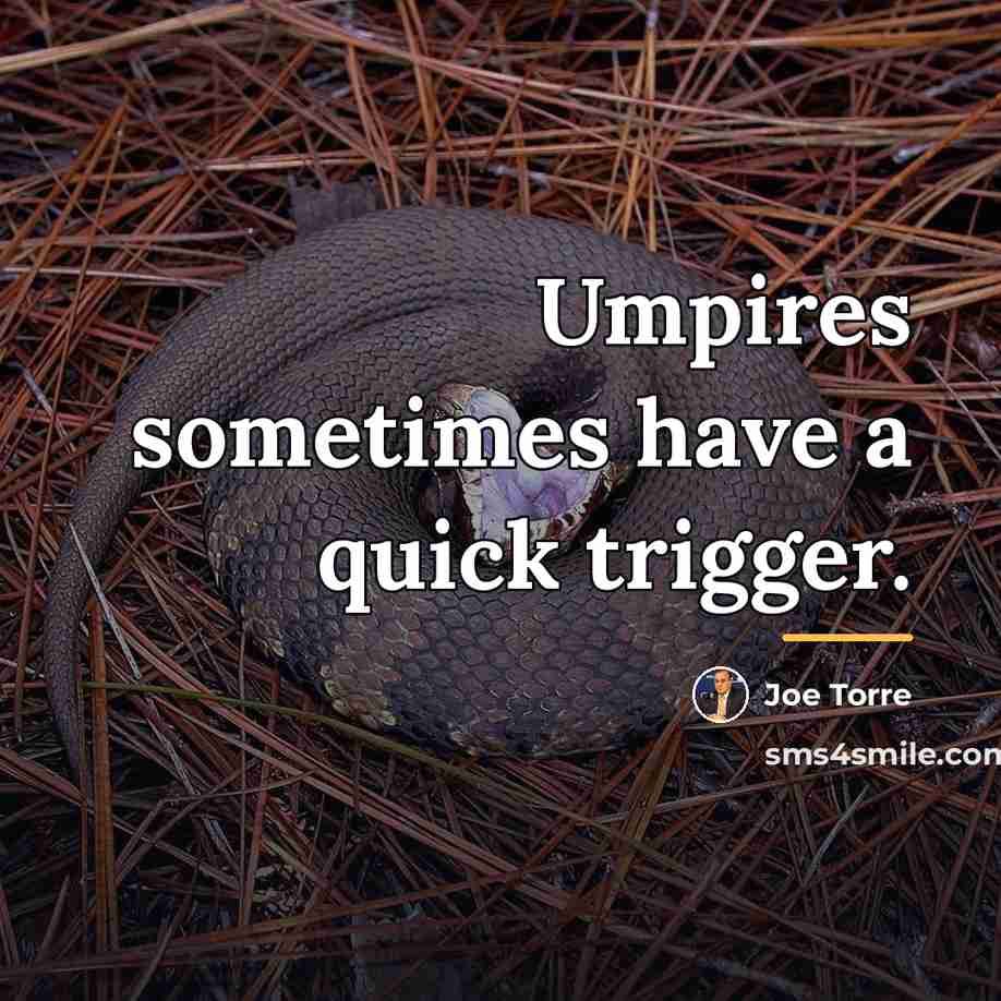 “Umpires sometimes have a quick trigger.…” quote by Joe Torre