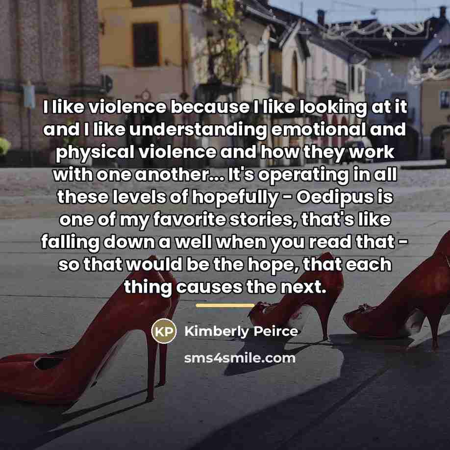 “I like violence because I like looking at it and…” quote by Kimberly Peirce