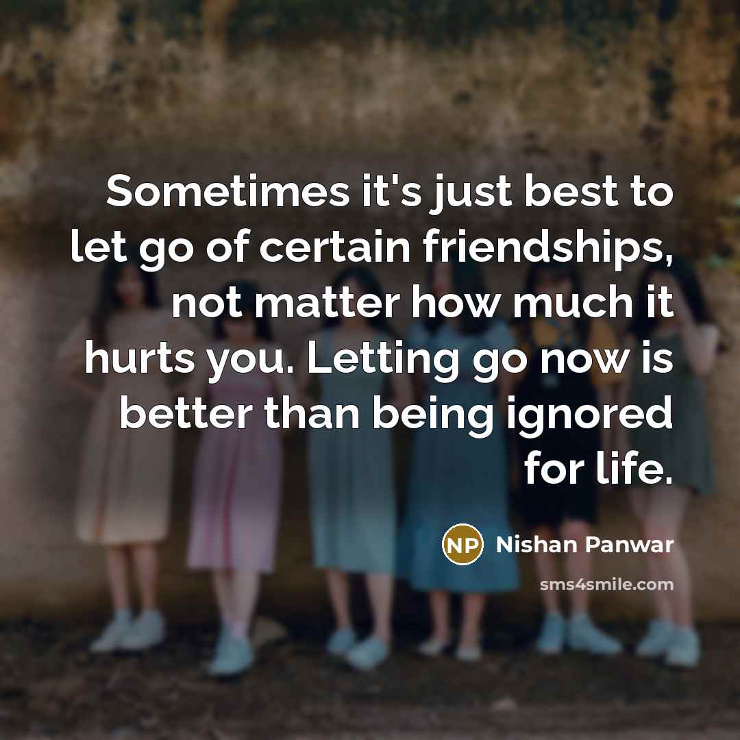 “Sometimes it's just best to let go of certain friendships,…” quote by Nishan Panwar