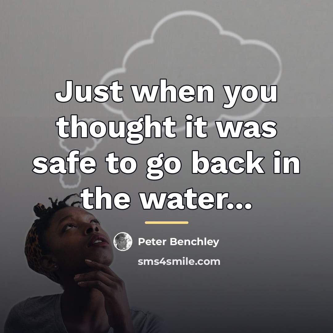 “Just when you thought it was safe to go back…” quote by Peter Benchley