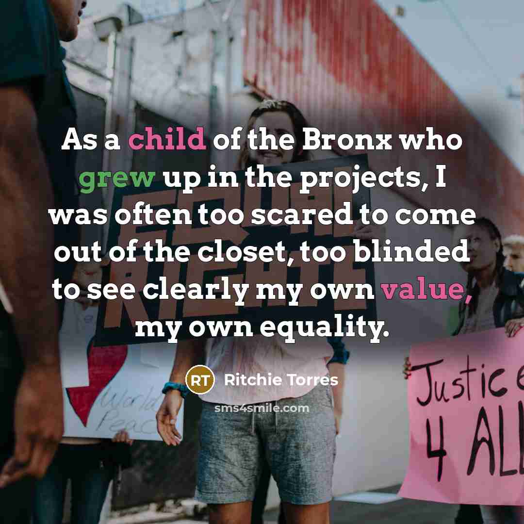“As a child of the Bronx who grew up in…” quote by Ritchie Torres