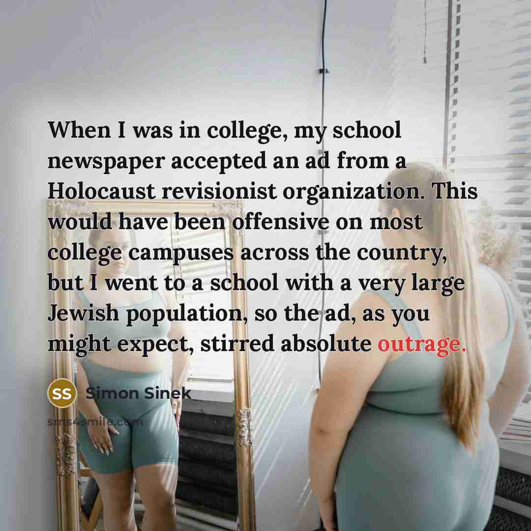 “When I was in college, my school newspaper accepted an…” quote by Simon Sinek