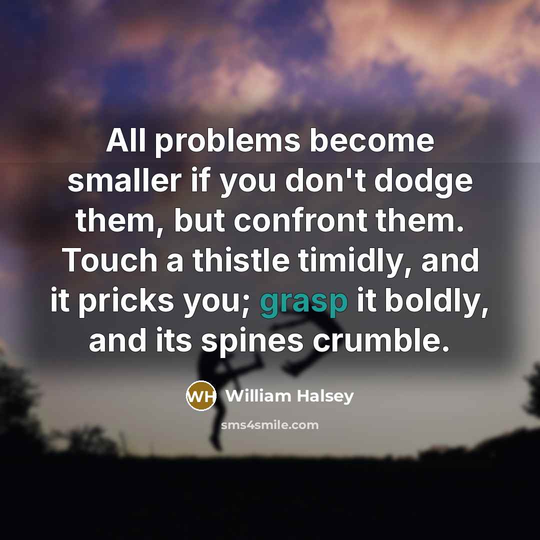 “All problems become smaller if you don't dodge them, but…” quote by William Halsey