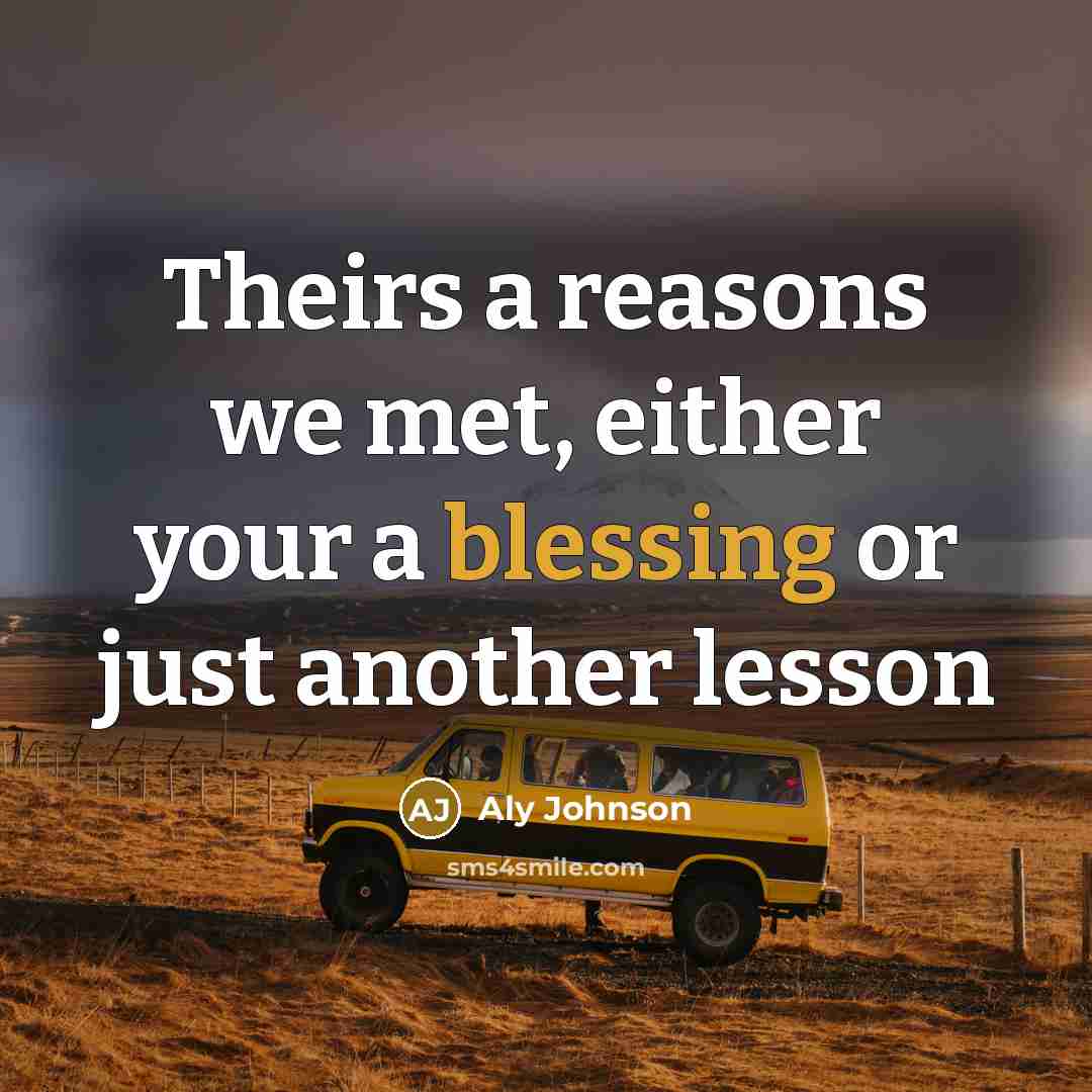 “Theirs a reasons we met, either your a blessing or…” quote by Aly Johnson