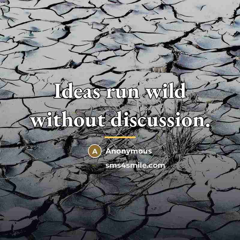 “Ideas run wild without discussion.…” quote by Anonymous