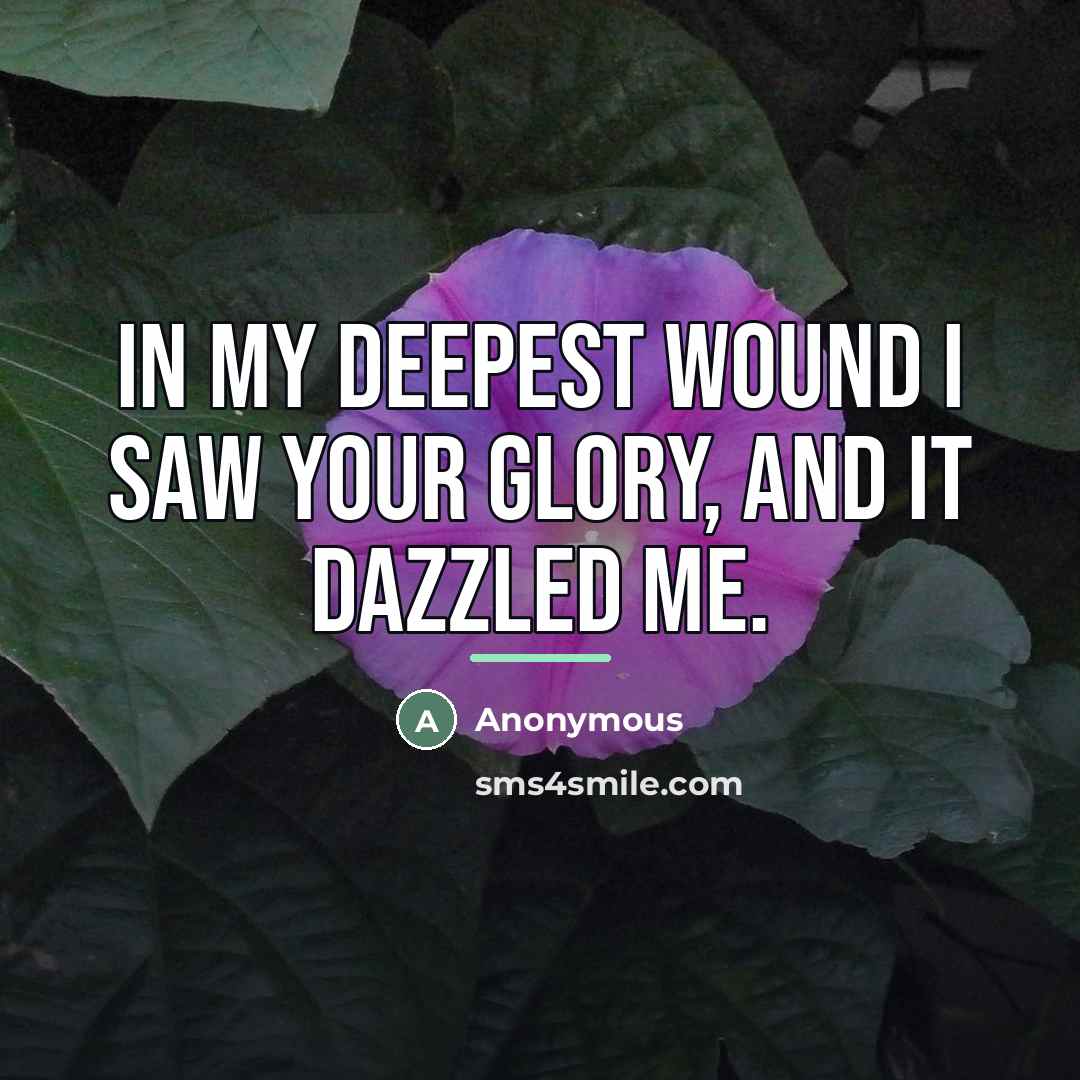 “In my deepest wound I saw your glory, and it…” quote by Anonymous