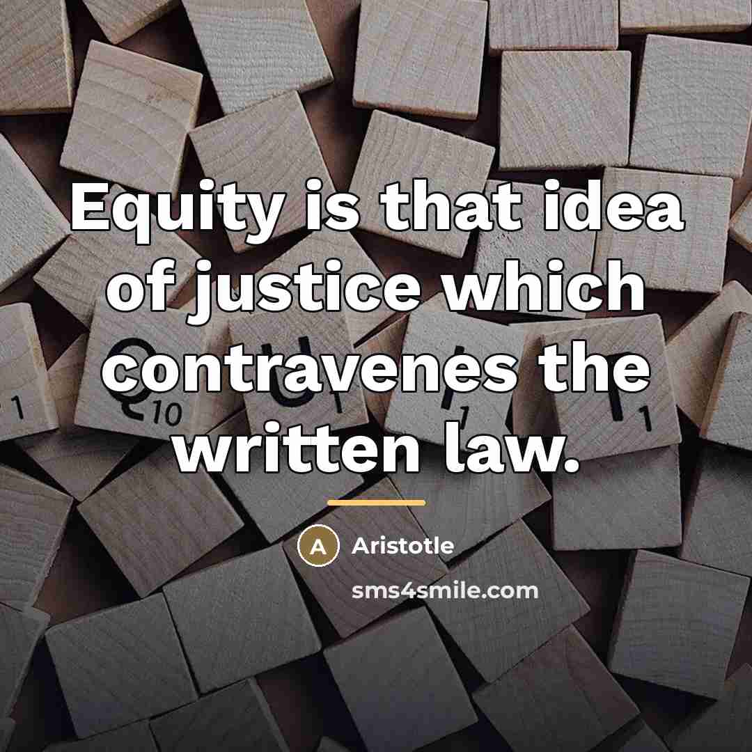 “Equity is that idea of justice which contravenes the written…” quote by Aristotle