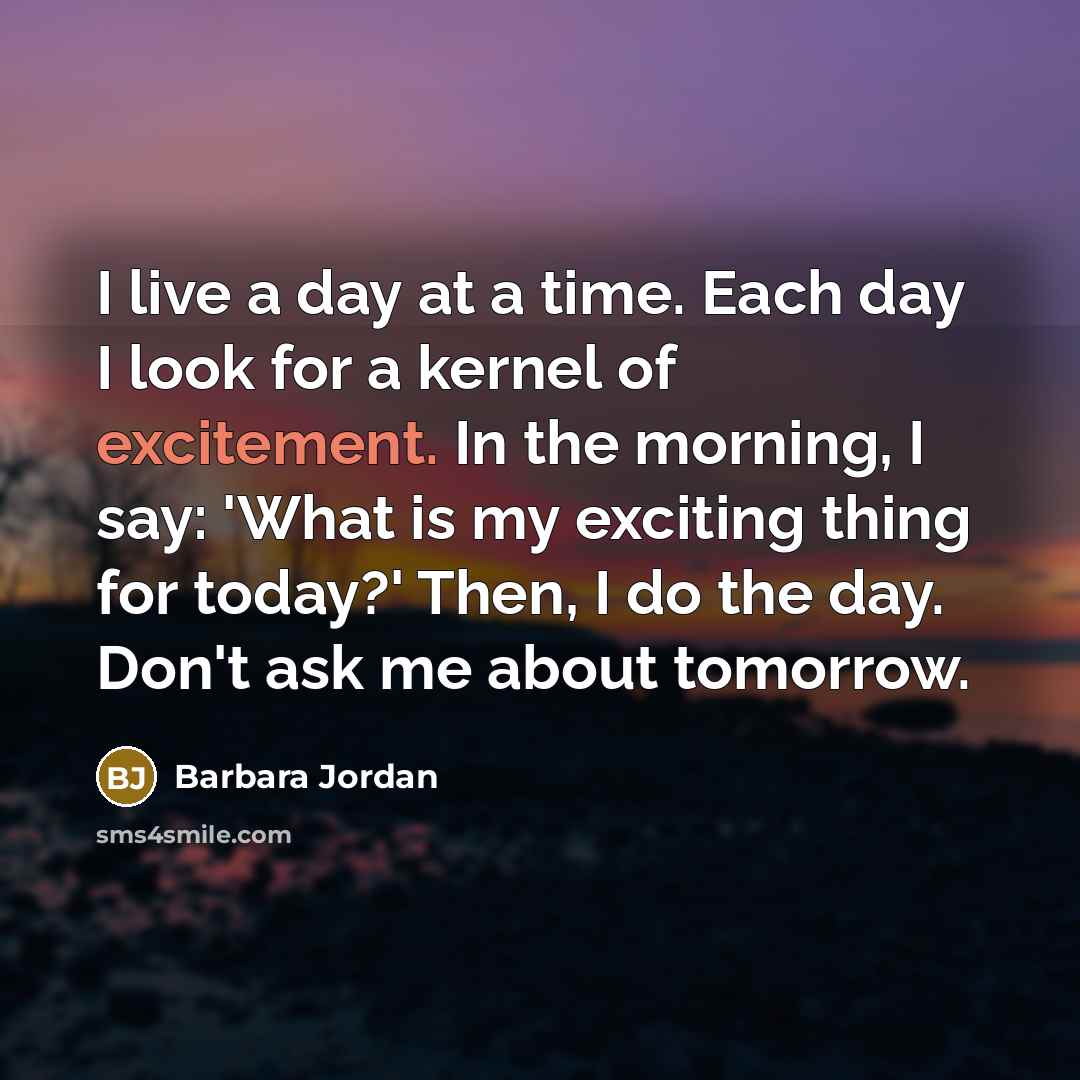 “I live a day at a time. Each day I…” quote by Barbara Jordan