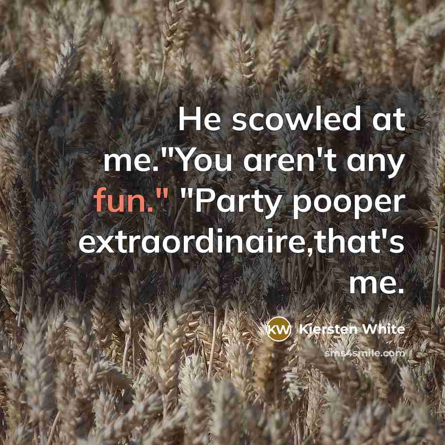 “He scowled at me."You aren't any fun." "Party pooper extraordinaire,that's…” quote by Kiersten White