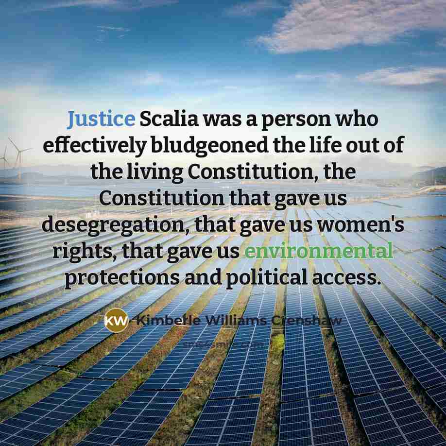 “Justice Scalia was a person who effectively bludgeoned the life…” quote by Kimberle Williams Crenshaw