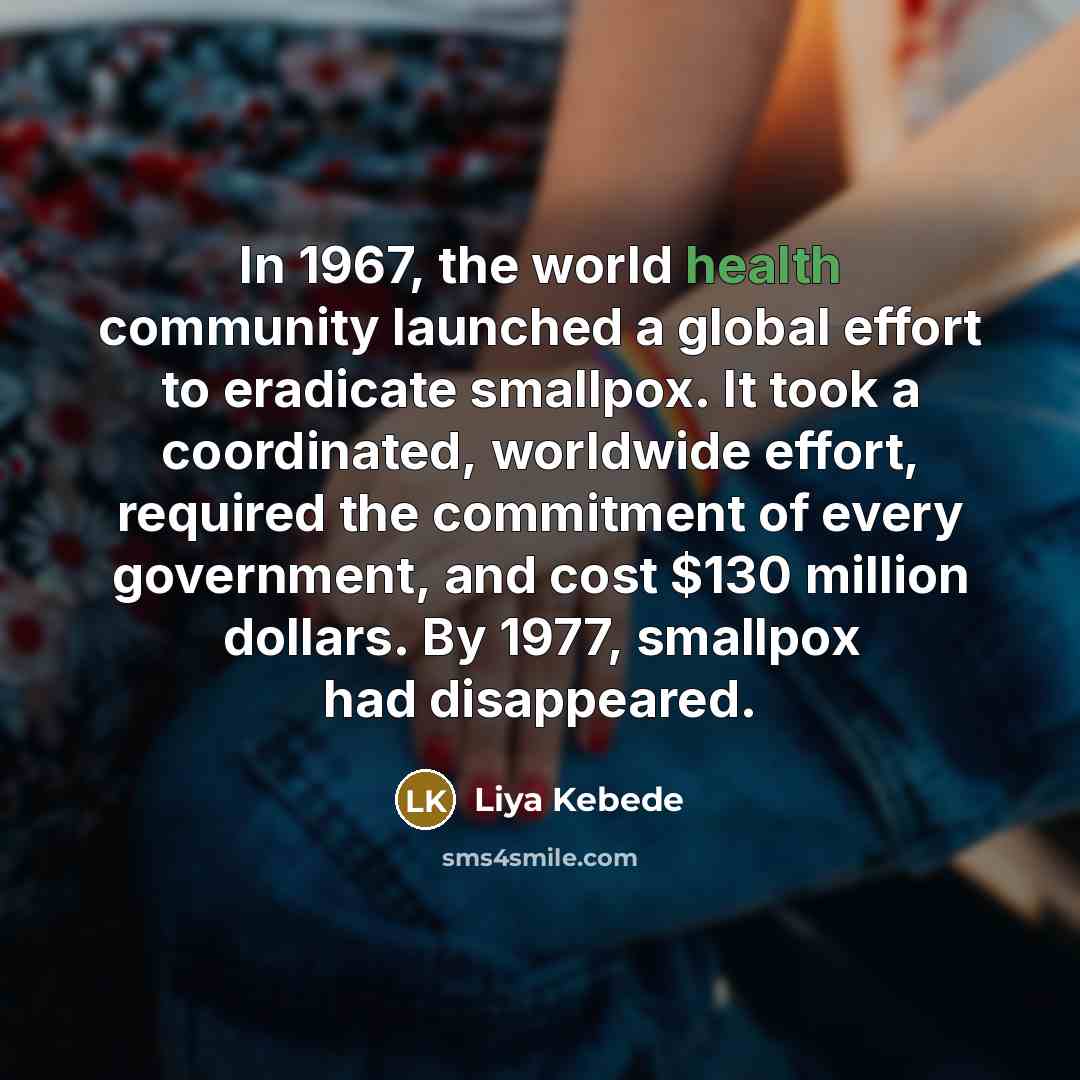 “In 1967, the world health community launched a global effort…” quote by Liya Kebede