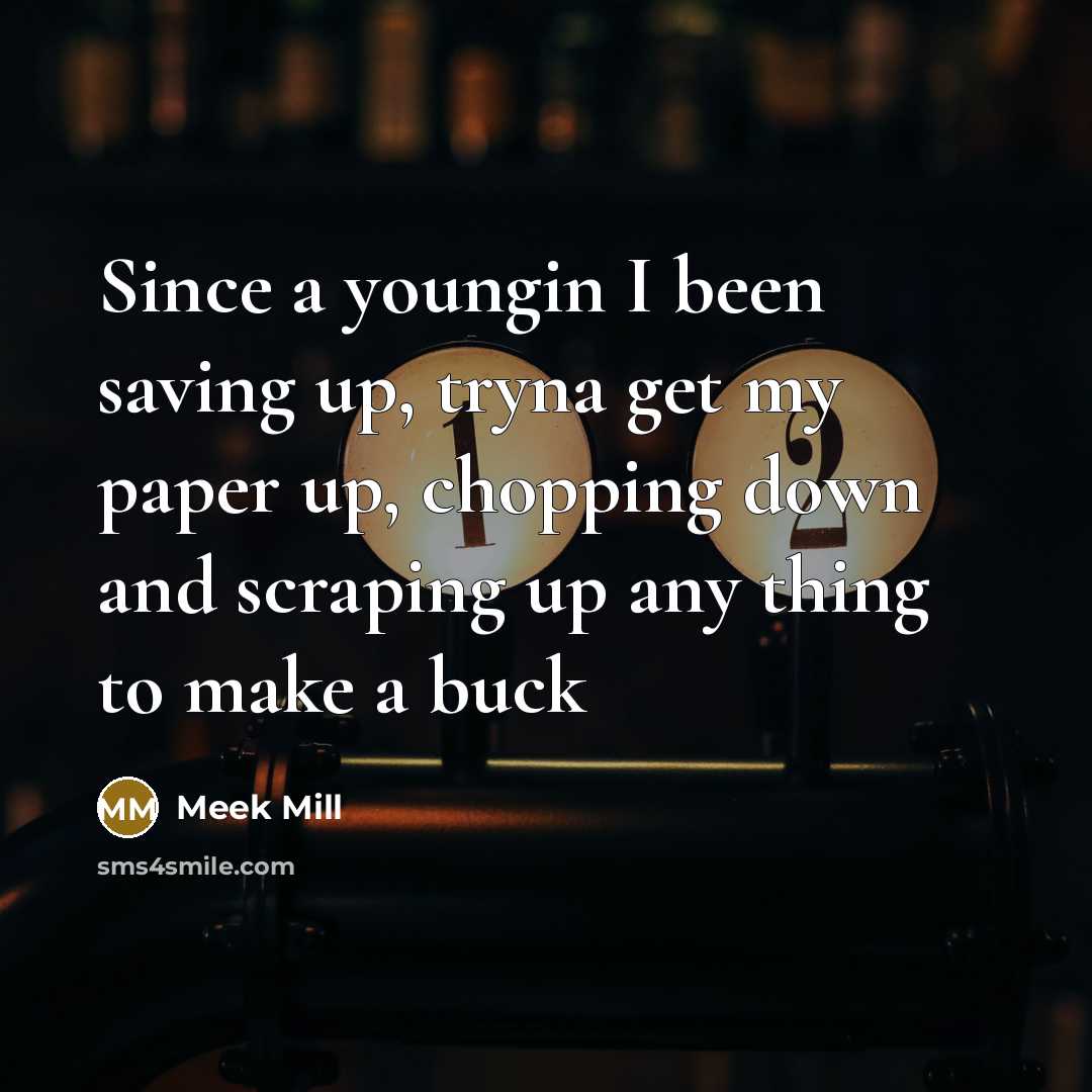“Since a youngin I been saving up, tryna get my…” quote by Meek Mill