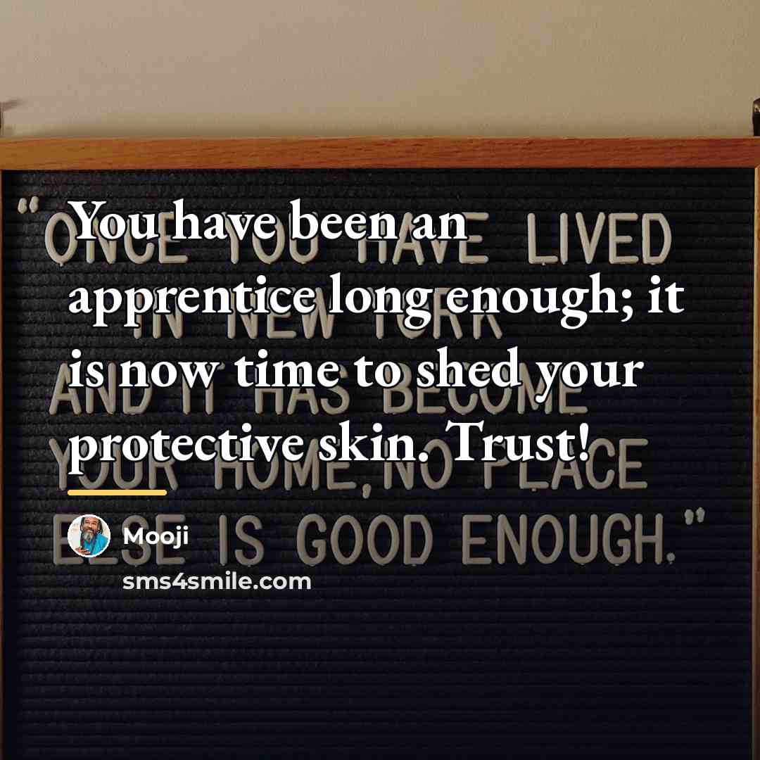 “You have been an apprentice long enough; it is now…” quote by Mooji