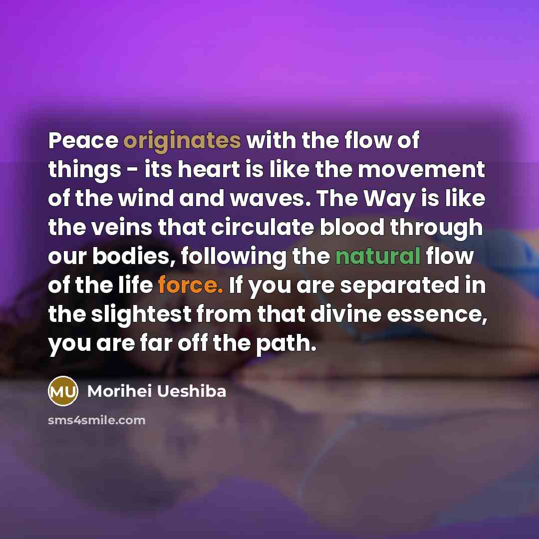 “Peace originates with the flow of things - its heart…” quote by Morihei Ueshiba