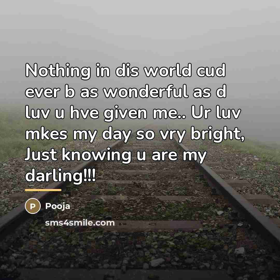 “Nothing in dis world cud ever b as wonderful as…” quote by Pooja