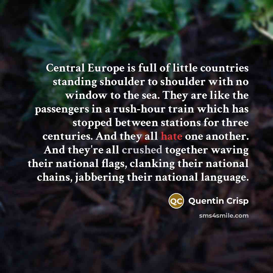 “Central Europe is full of little countries standing shoulder to…” quote by Quentin Crisp