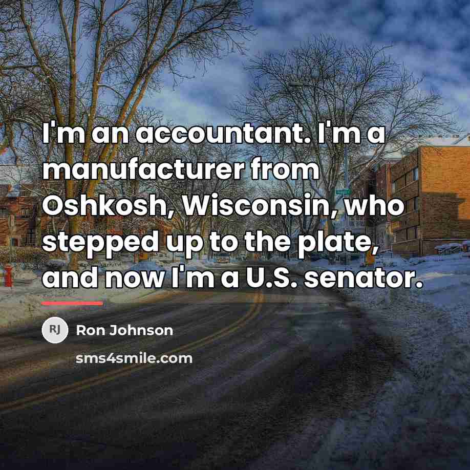 “I'm an accountant. I'm a manufacturer from Oshkosh, Wisconsin, who…” quote by Ron Johnson