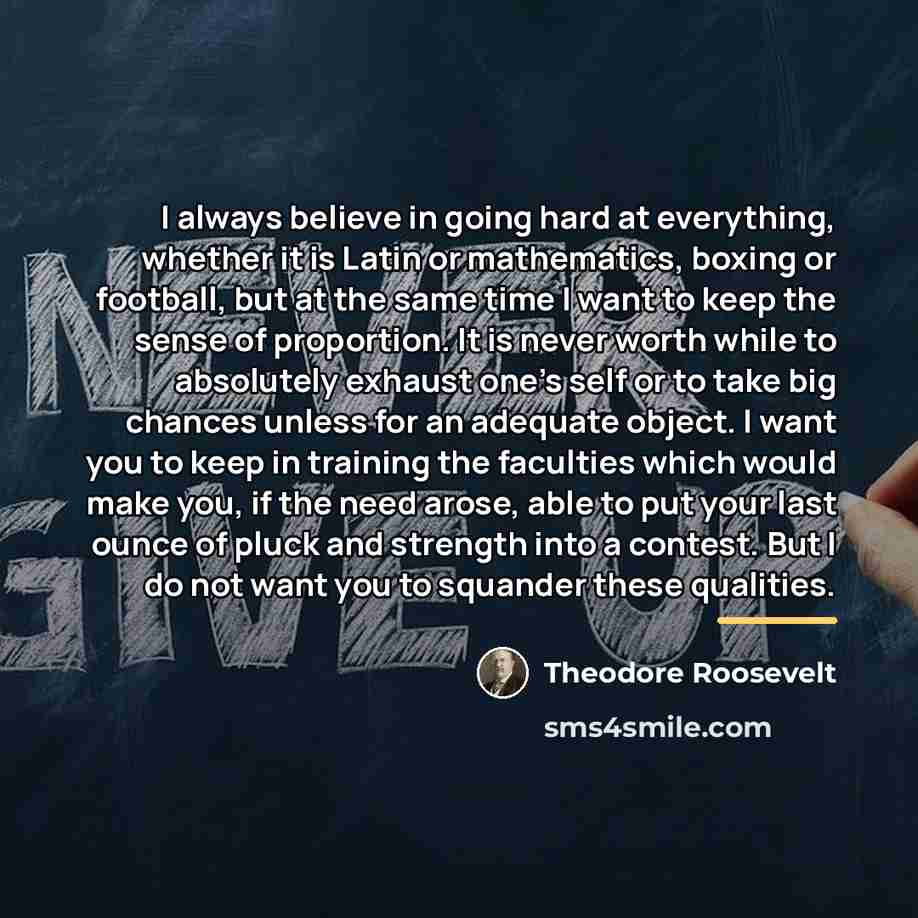 “I always believe in going hard at everything, whether it…” quote by Theodore Roosevelt