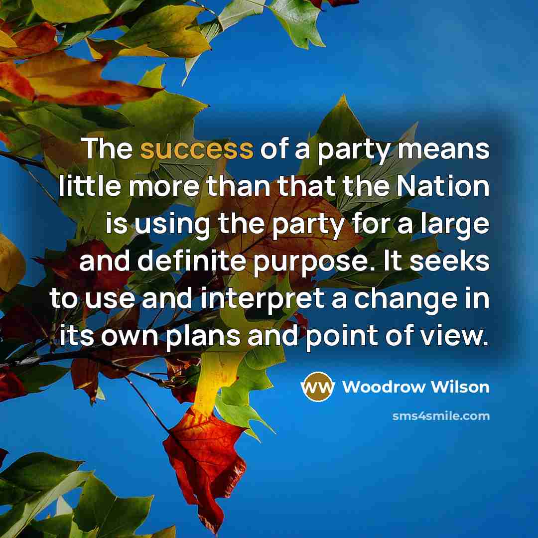 “The success of a party means little more than that…” quote by Woodrow Wilson