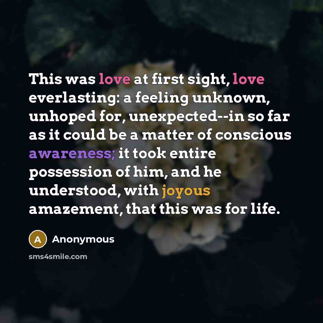 “This was love at first sight, love everlasting: a feeling…” quote by Anonymous
