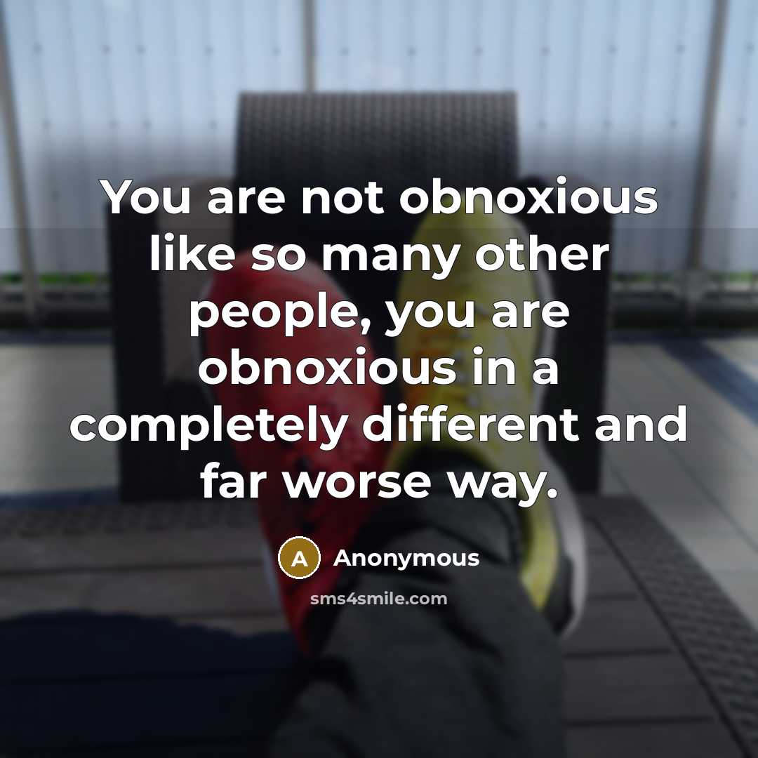 “You are not obnoxious like so many other people, you…” quote by Anonymous