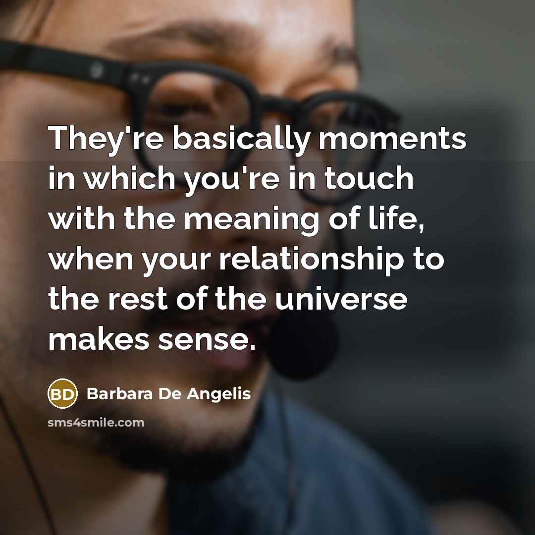 “They're basically moments in which you're in touch with the…” quote by Barbara De Angelis