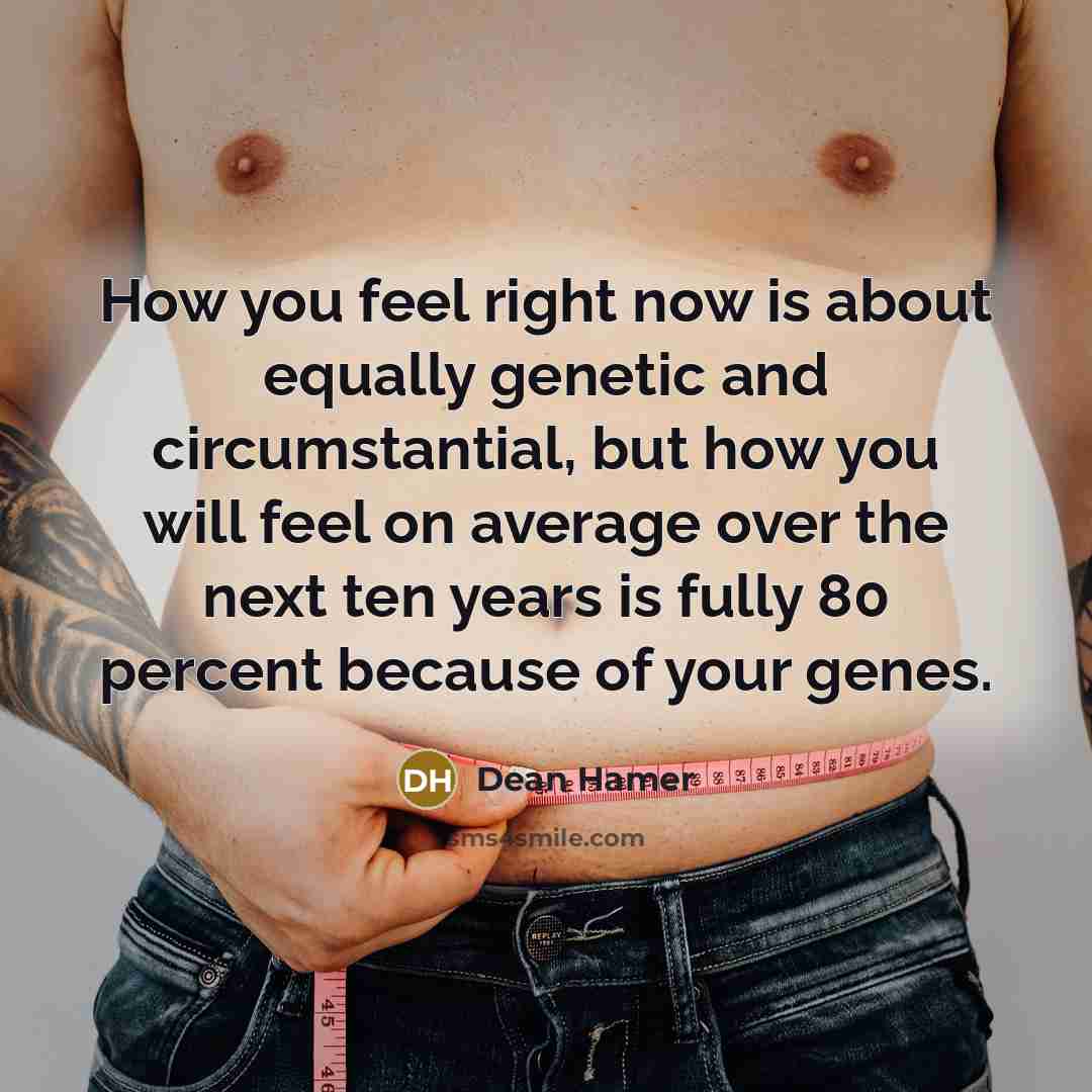 “How you feel right now is about equally genetic and…” quote by Dean Hamer