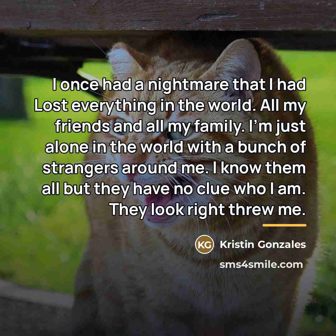 “I once had a nightmare that I had Lost everything…” quote by Kristin Gonzales