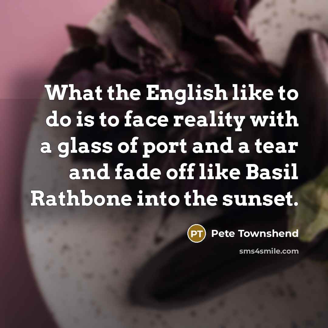 “What the English like to do is to face reality…” quote by Pete Townshend