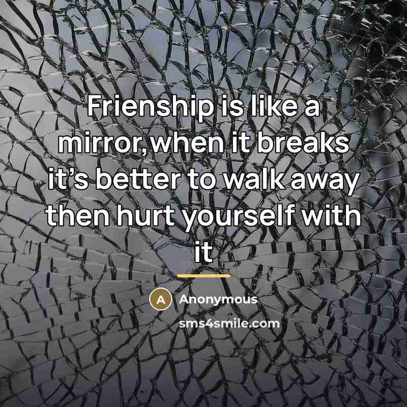 “Frienship is like a mirror,when it breaks it's better to…” quote by Anonymous