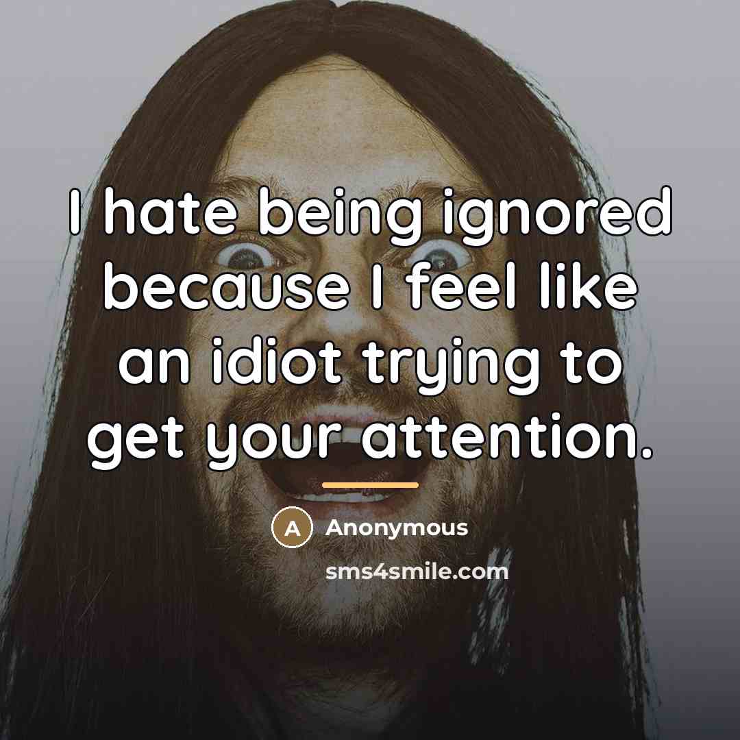 “I hate being ignored because I feel like an idiot…” quote by Anonymous