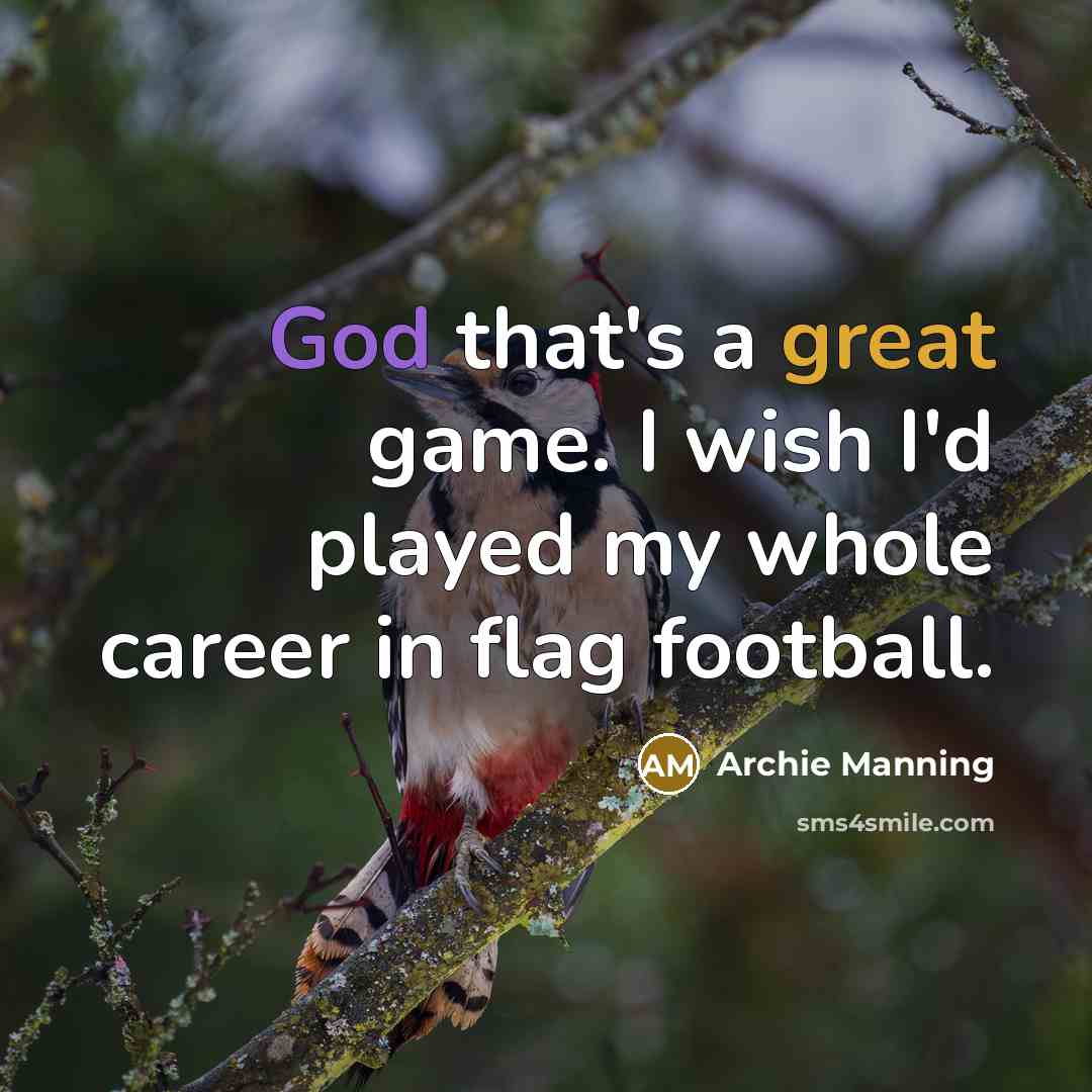 “God that's a great game. I wish I'd played my whole career in flag football.” quote by Archie Manning