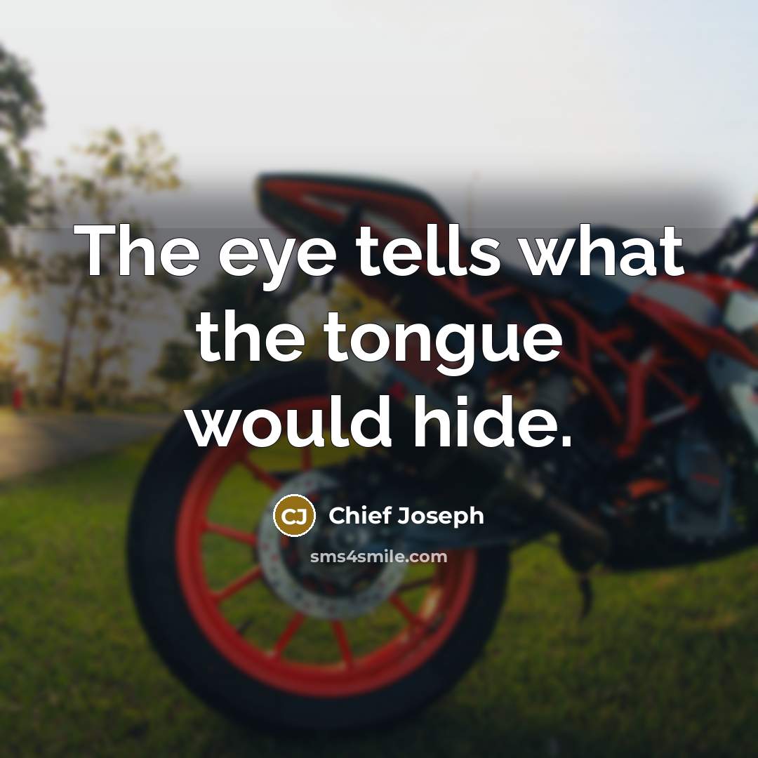 “The eye tells what the tongue would hide.…” quote by Chief Joseph