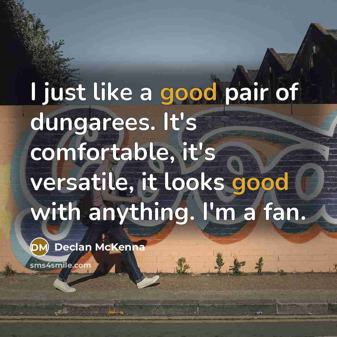 “I just like a good pair of dungarees. It's comfortable,…” quote by Declan McKenna