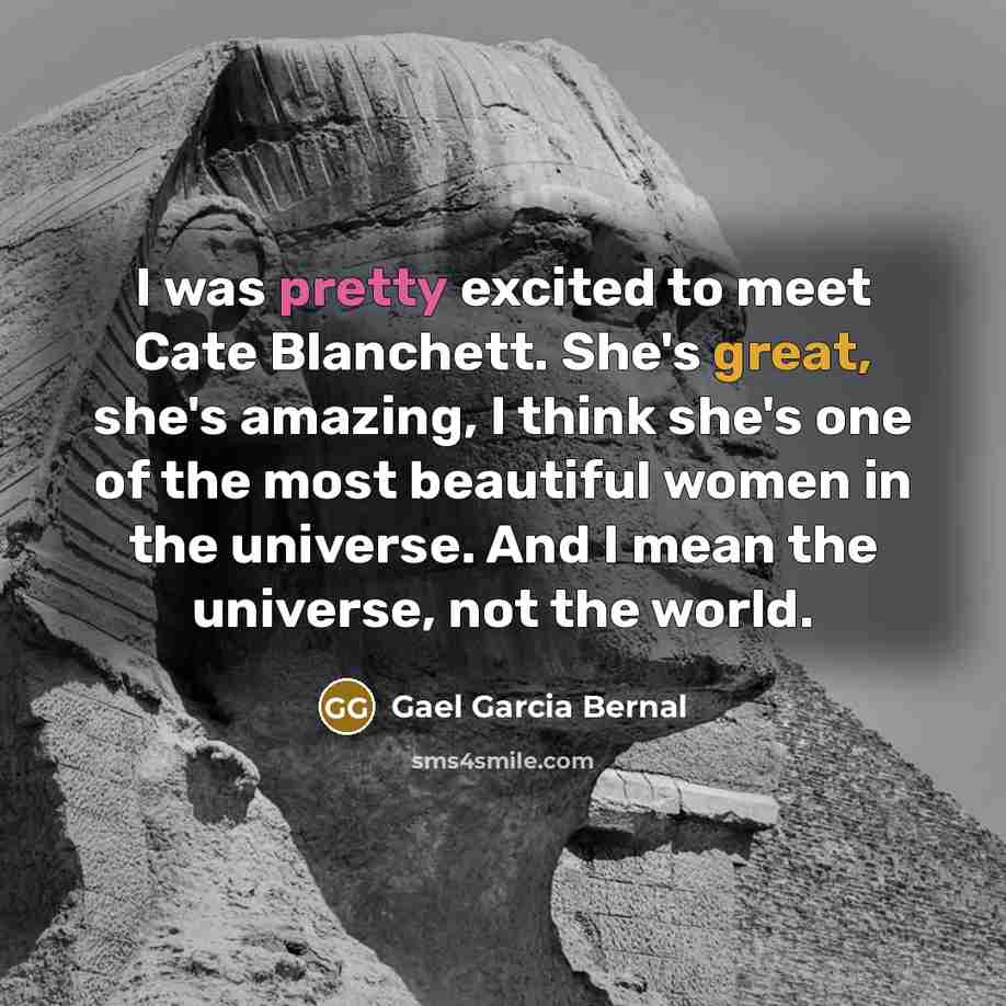 “I was pretty excited to meet Cate Blanchett. She's great,…” quote by Gael Garcia Bernal