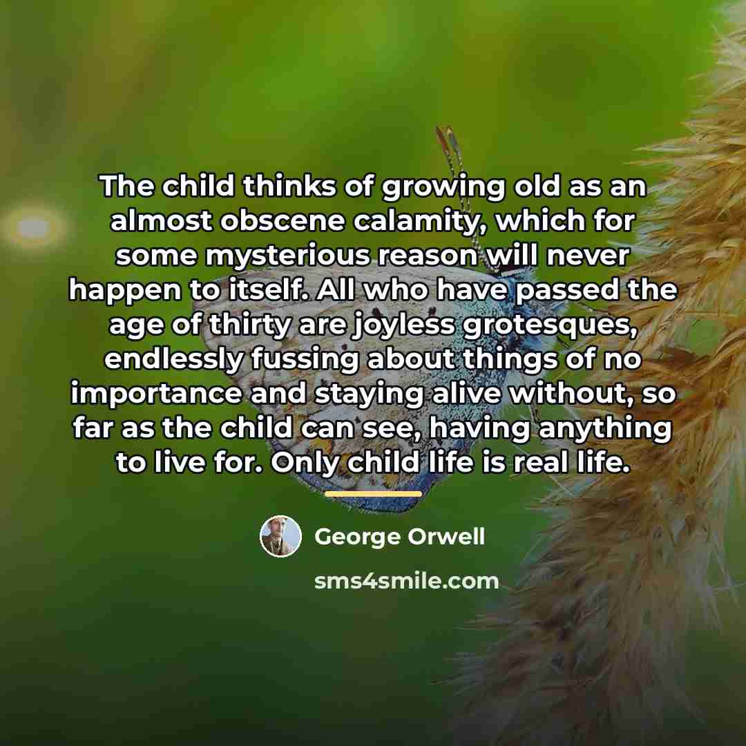 “The child thinks of growing old as an almost obscene…” quote by George Orwell