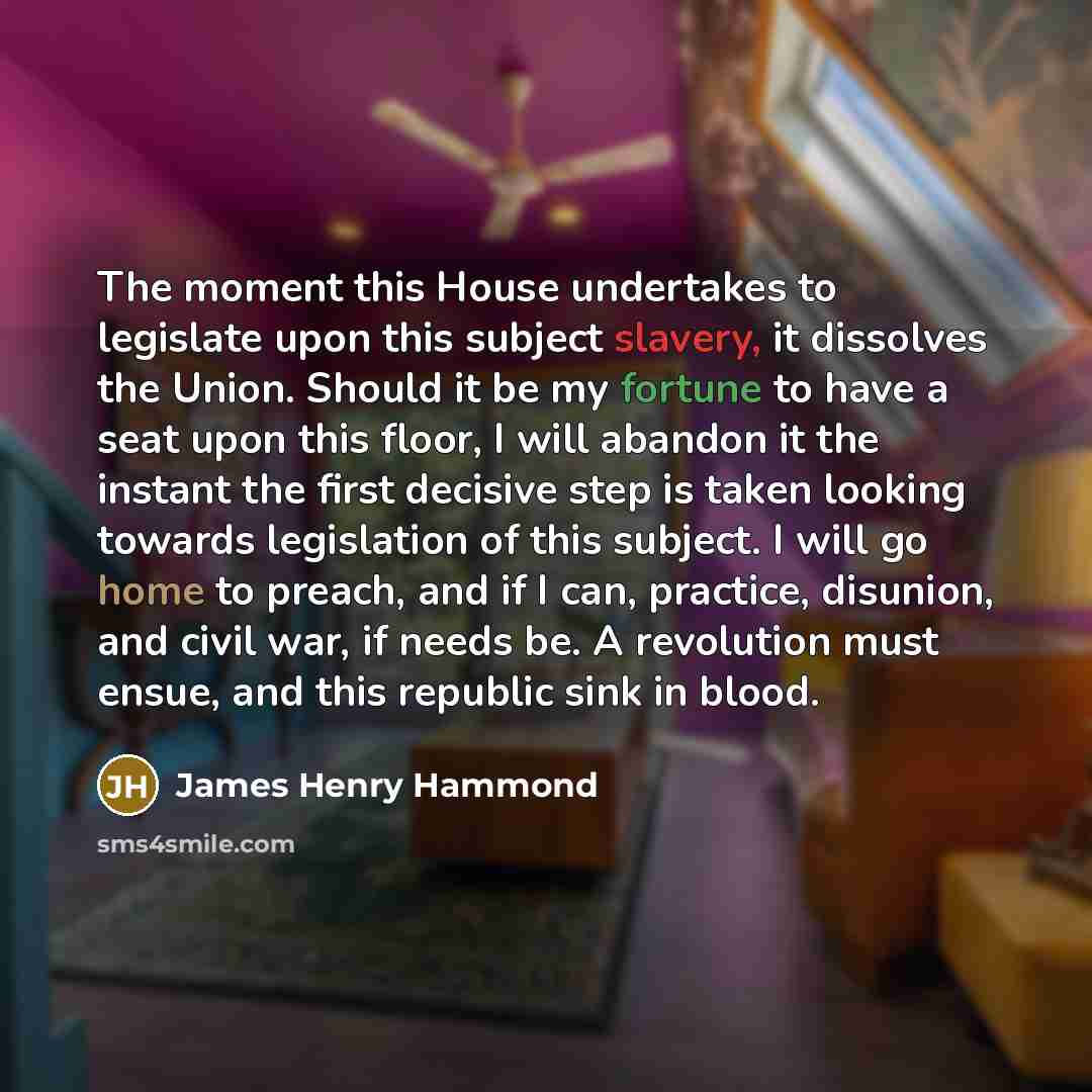 “The moment this House undertakes to legislate upon this subject…” quote by James Henry Hammond