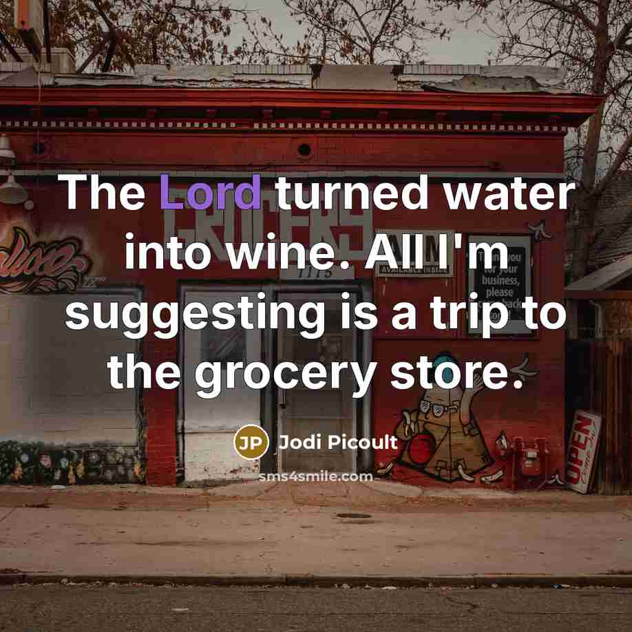 “The Lord turned water into wine. All I'm suggesting is…” quote by Jodi Picoult